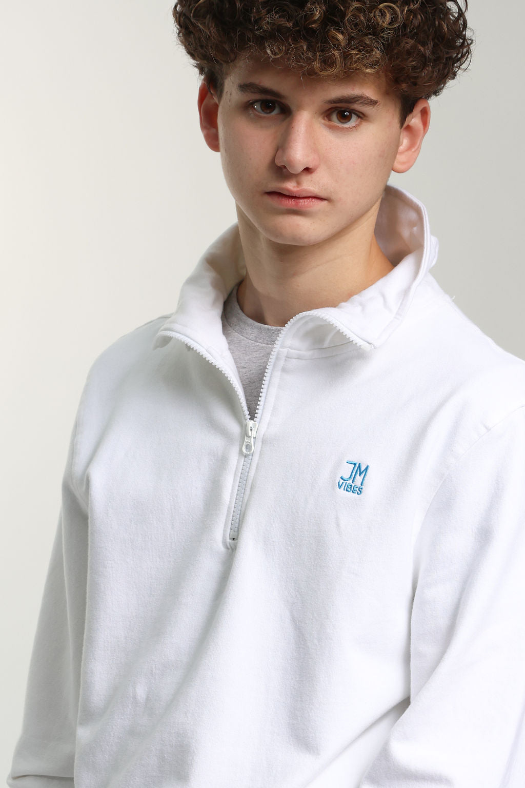DimMoire ZIPシャツ White Fleece 1/4 Zip-Up Top