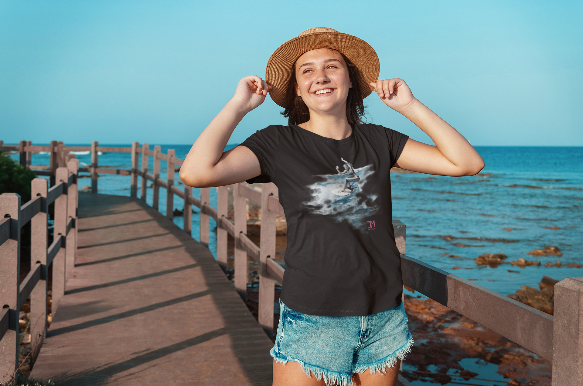 SURFER GIRL WATERCOLOR SHORT SLEEVE