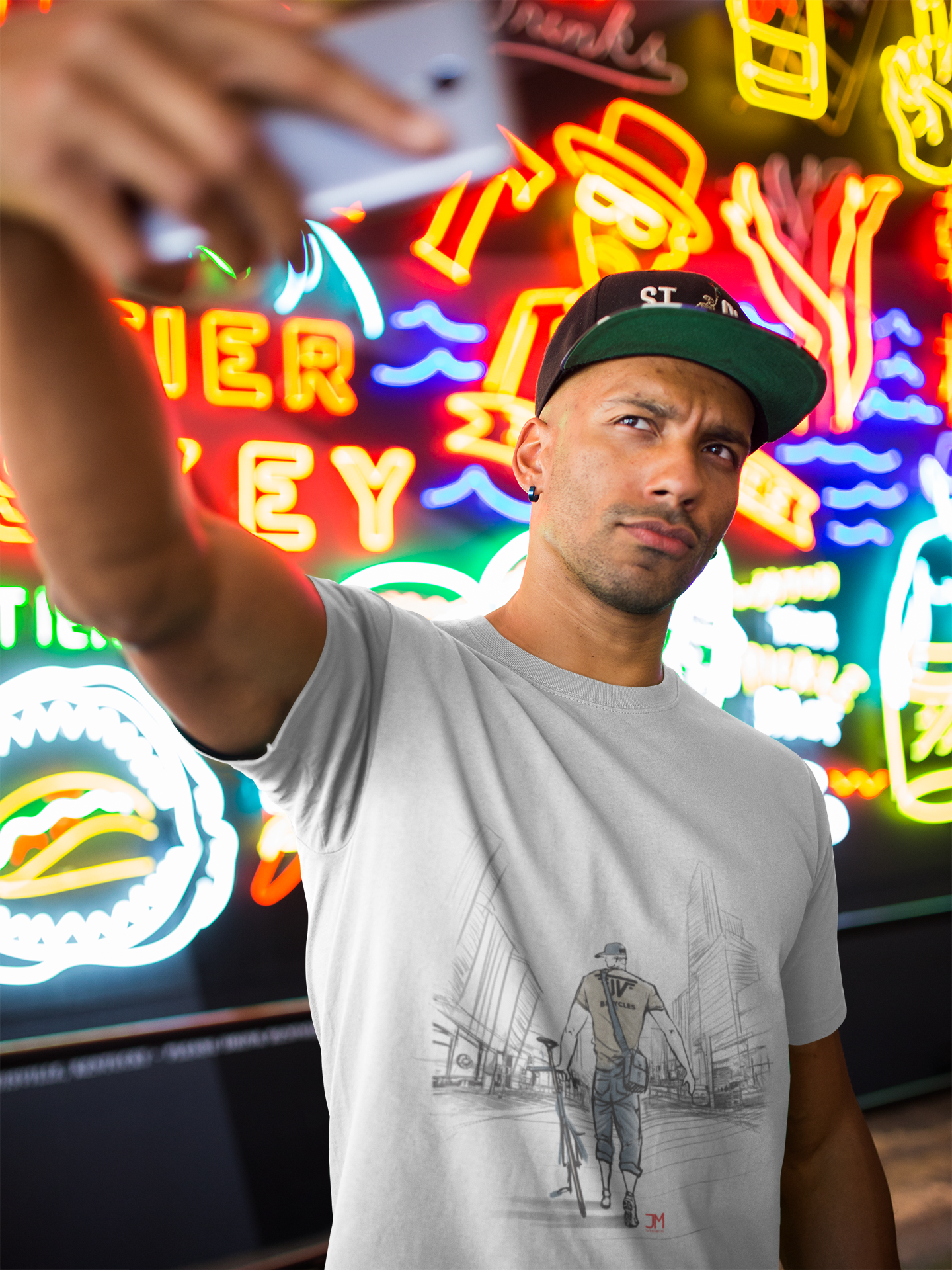 t-shirt-mockup-of-a-black-man-taking-a-selfie-against-neon-signs-a18307.png